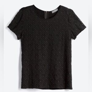 Market & Spruce Hans Crochet Front Mixed Material Blouse